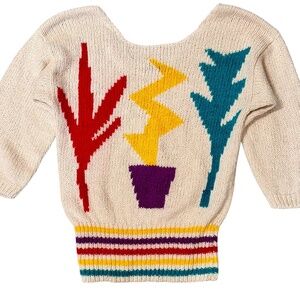 80s Vtg Abstract Slouchy Sweater Dolman Sleeve Woman SZ Small  Stranger Things